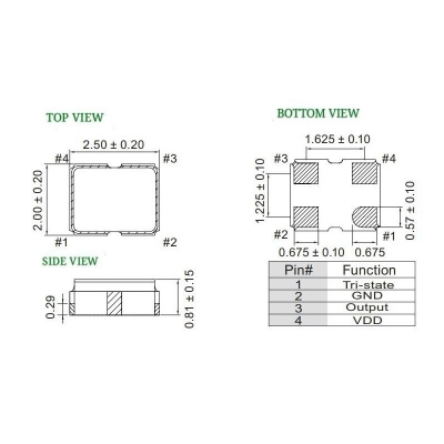 اسیلاتور 25 مگاهرتز 25mhz SMD Crystal Oscillator 2520